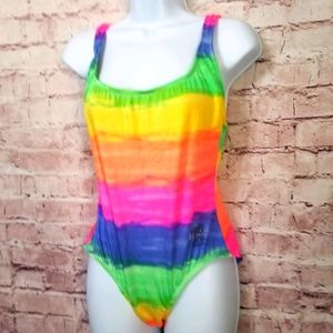Water club tie dye rainbow bathing suit